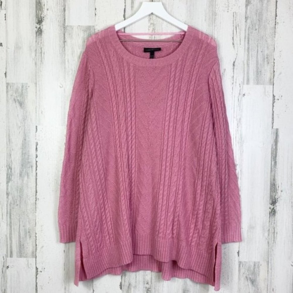 Lane Bryant Pink Cable Knit Shimmer Sweater